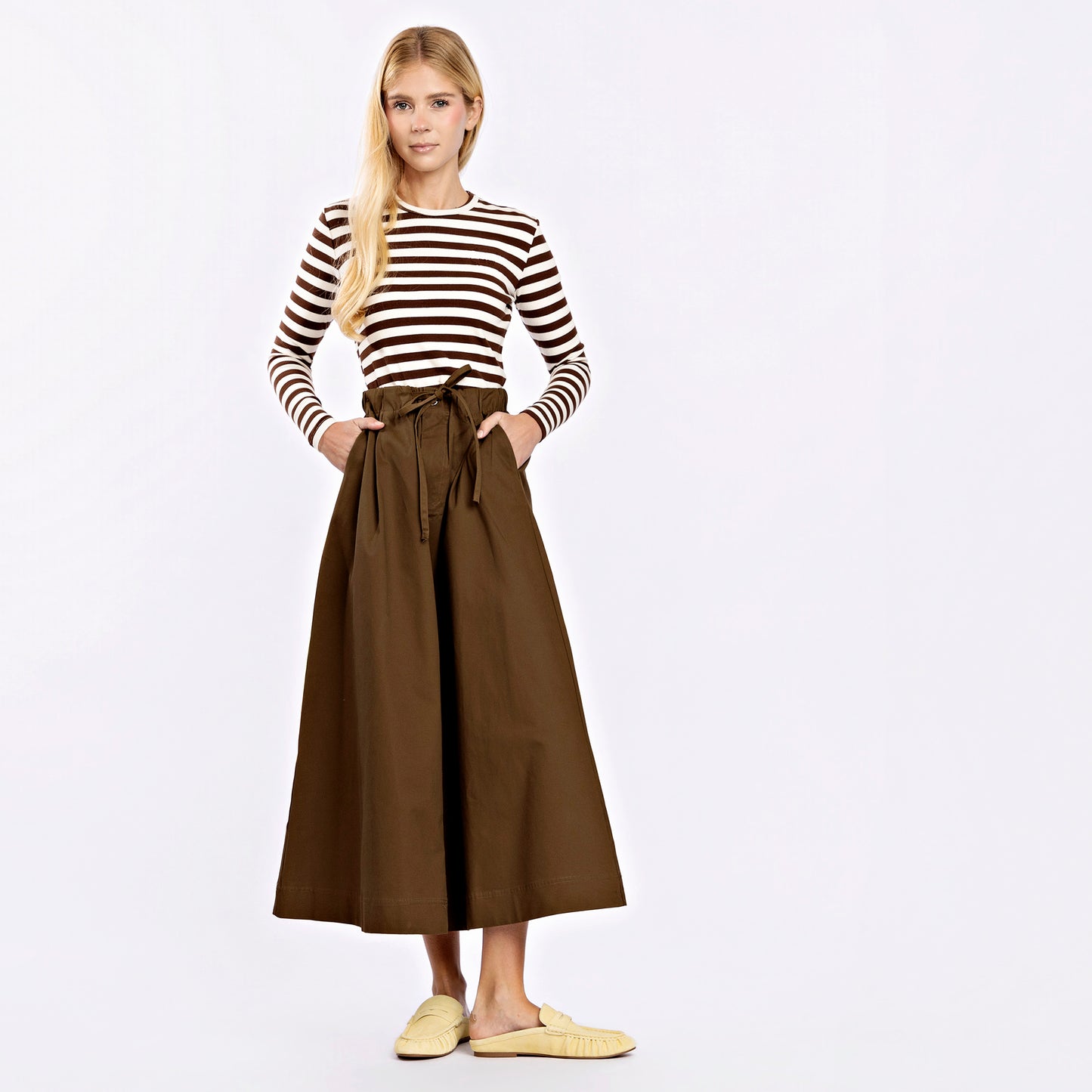 Signature Ribbed Tee IN:Brown Wide Stripe