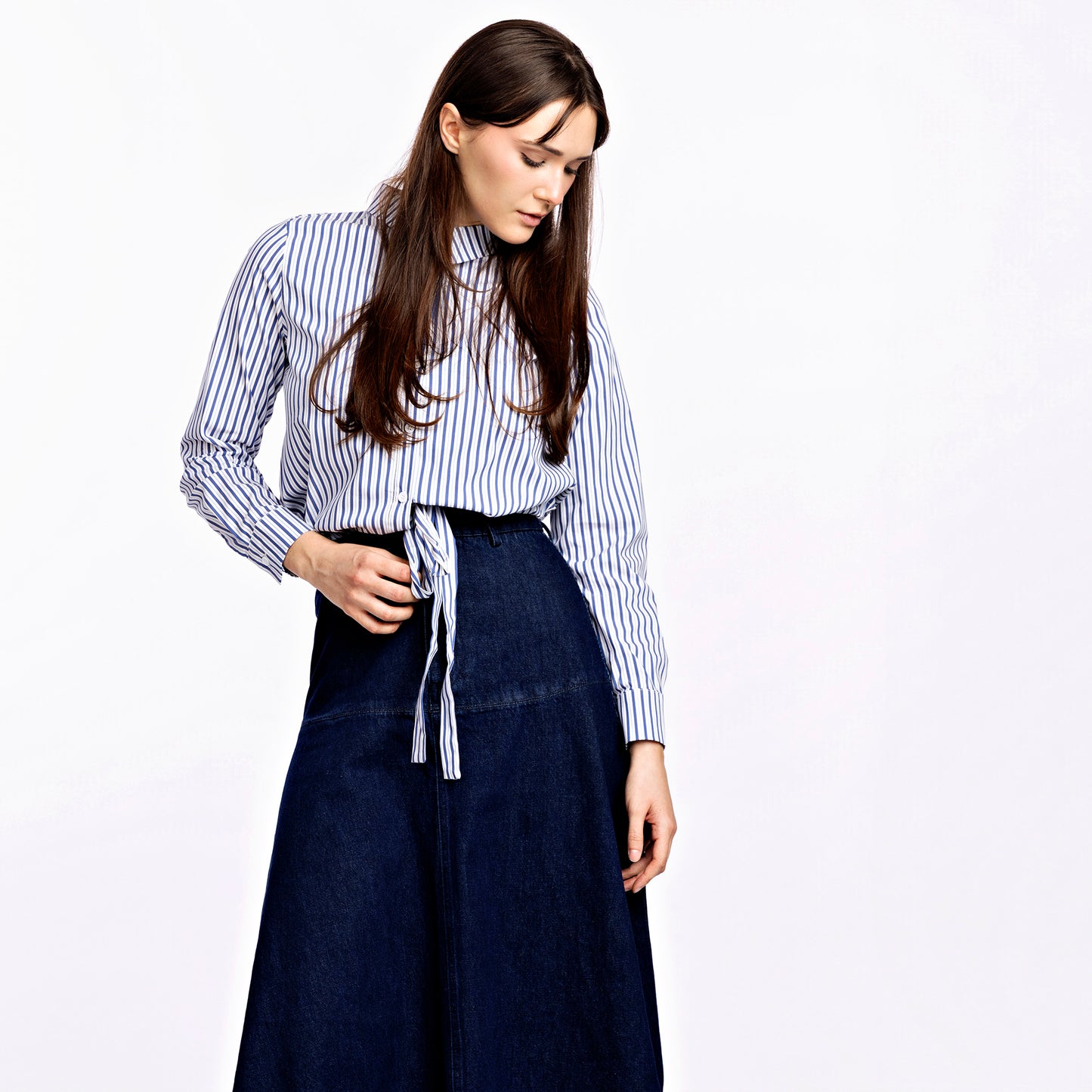 Signature Drawstring Shirt IN:Stripe Blue