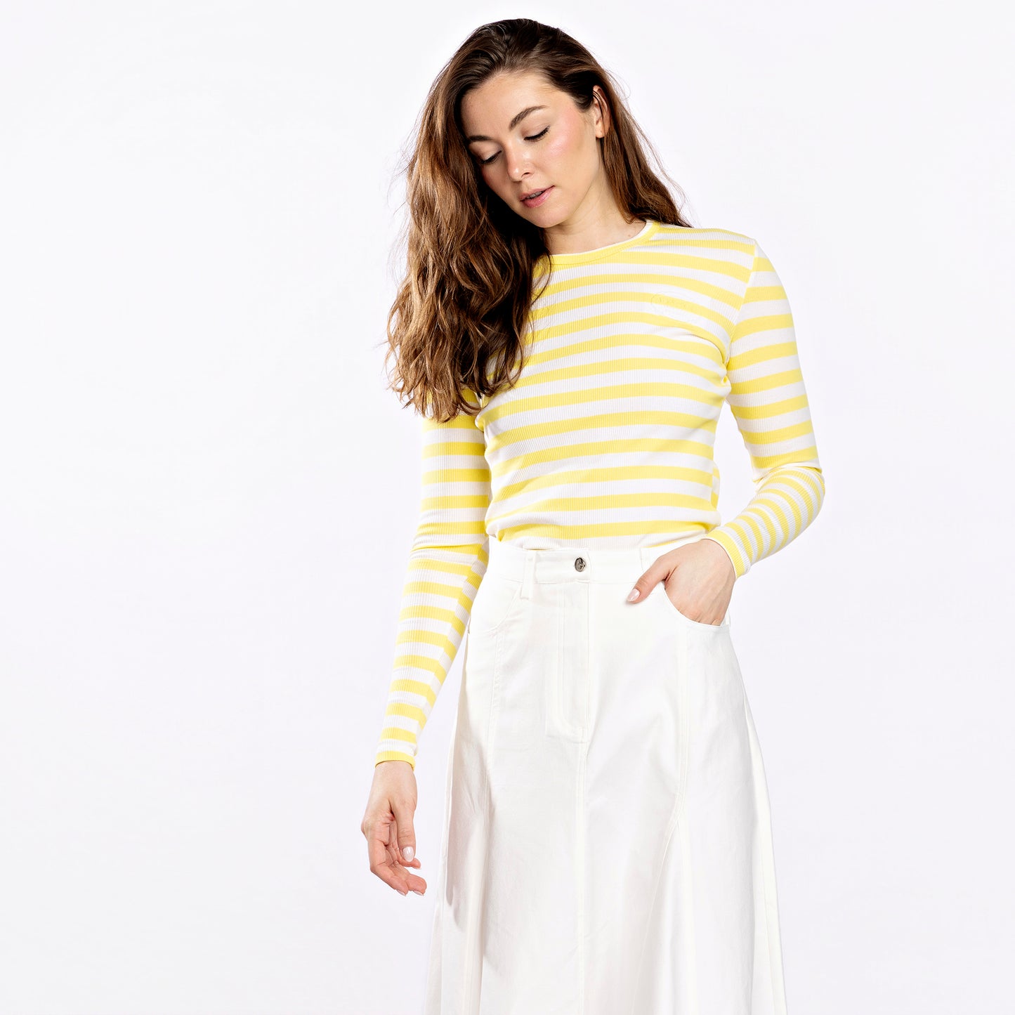 Signature Ribbed Tee IN:Yellow Stripe