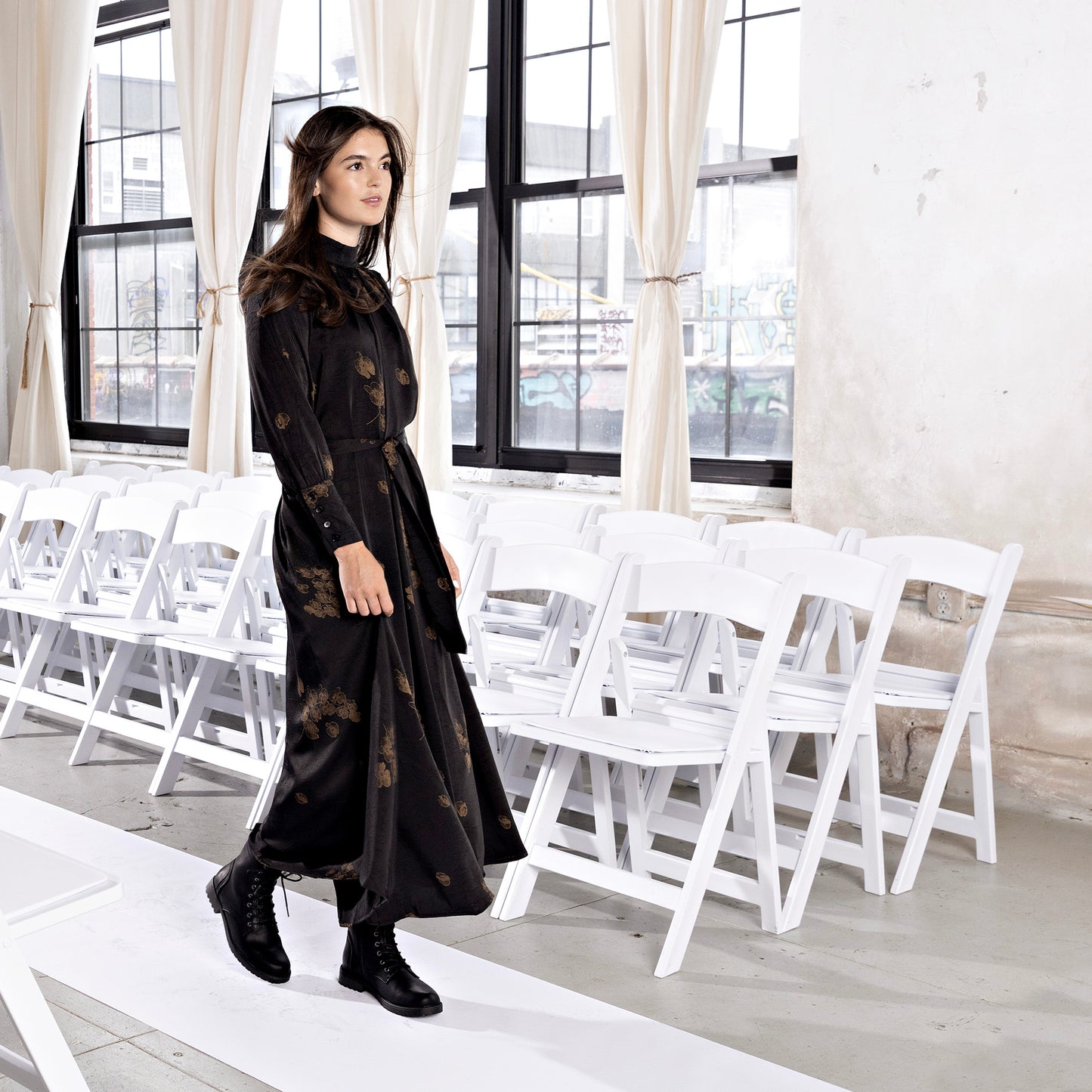 Mockneck Dress IN: Black