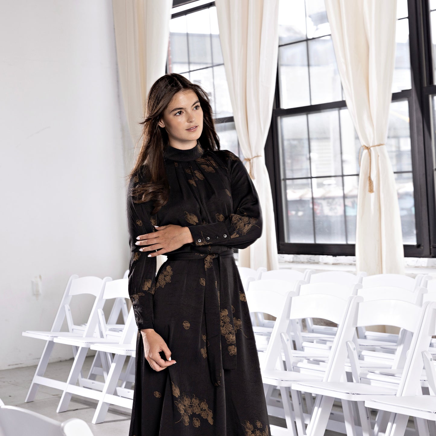 Mockneck Dress IN: Black