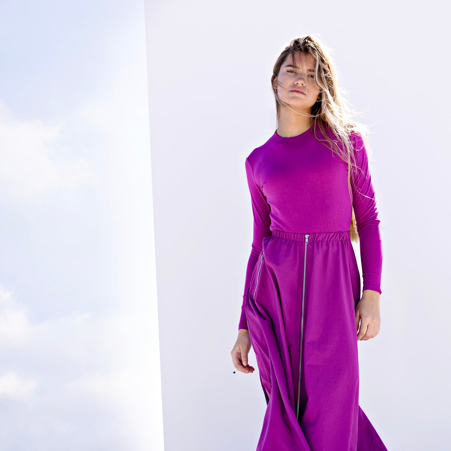 Zipper Inspired Skirt IN: Magenta