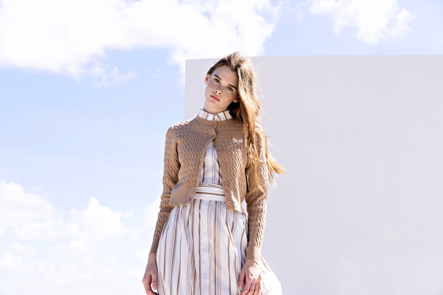 Sport Cable Knit Cardigan IN: Beige