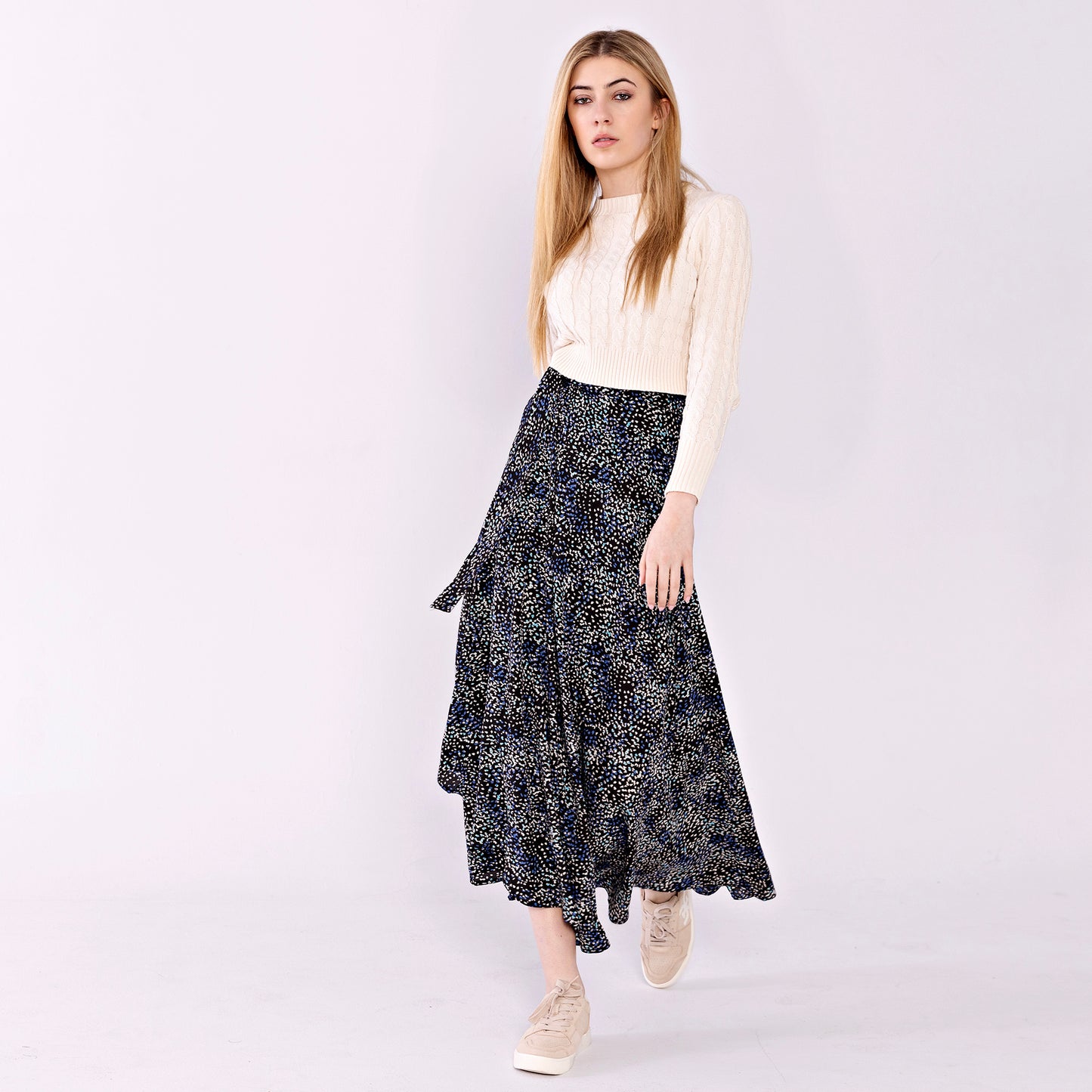 Wrap Tie Skirt Print IN: Multi Print