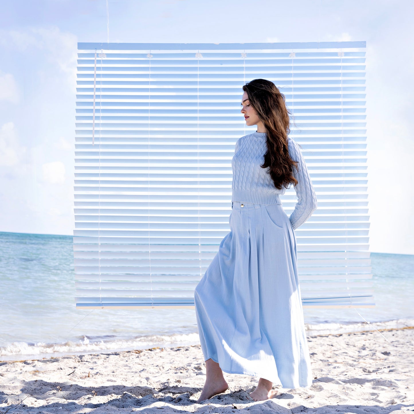 Cable Knit Sweater IN: Light Blue