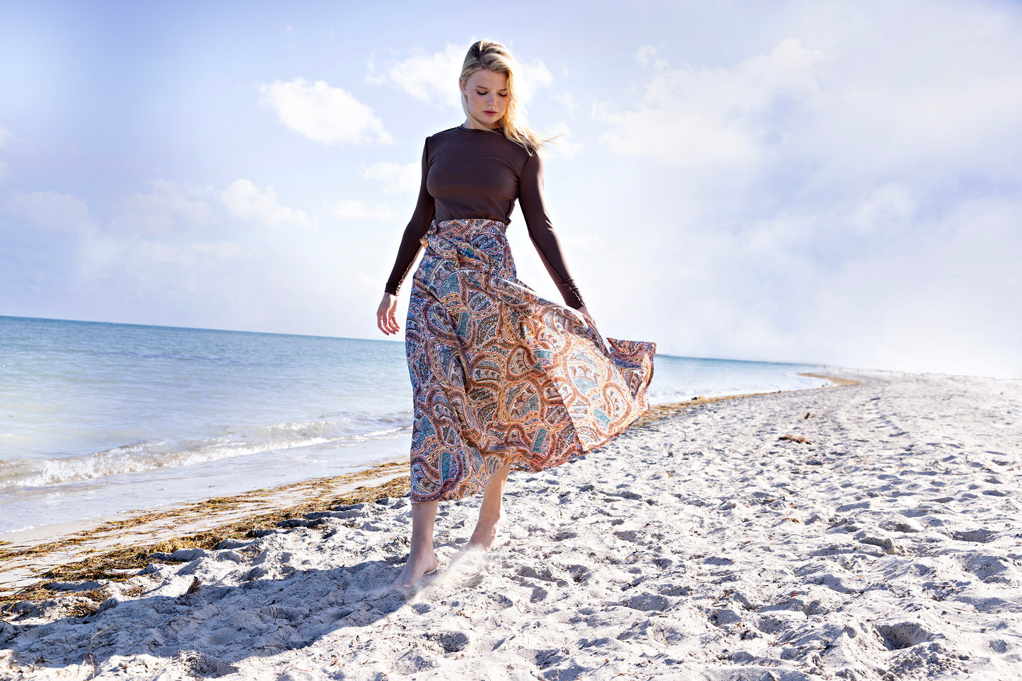 Faux Wrap Skirt IN: Paisley