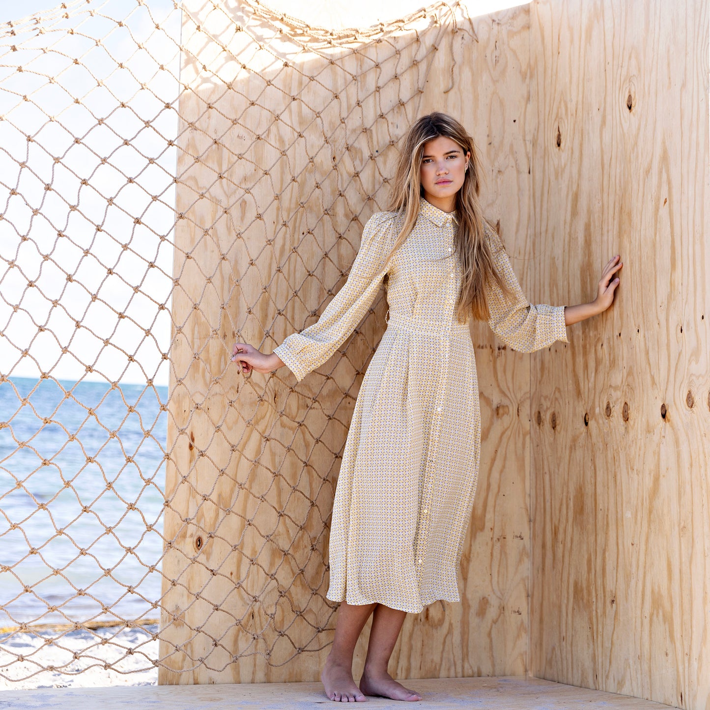 Inspired Shirt Dress IN: Beige Yellow