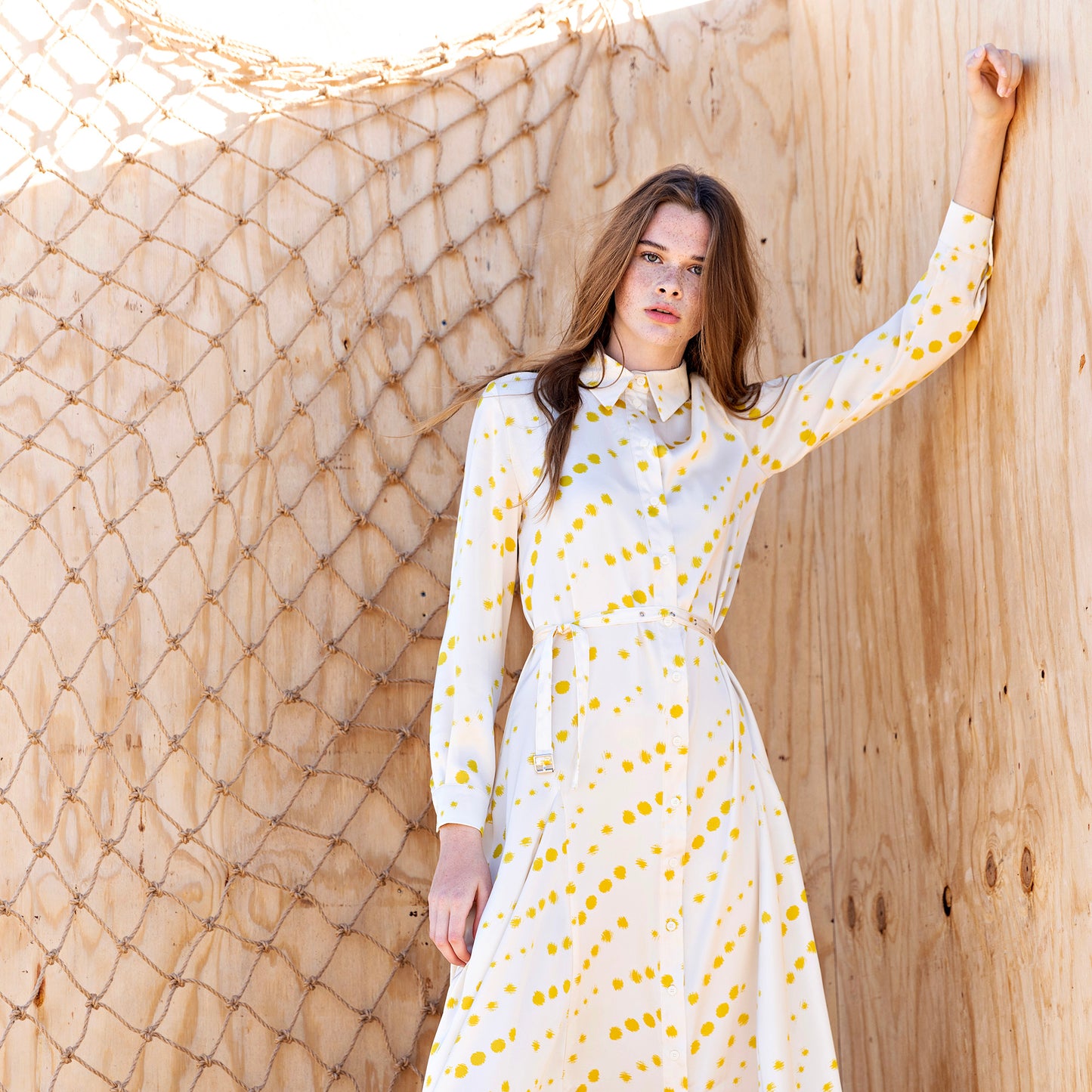 Polka Dot Dress IN: Beige