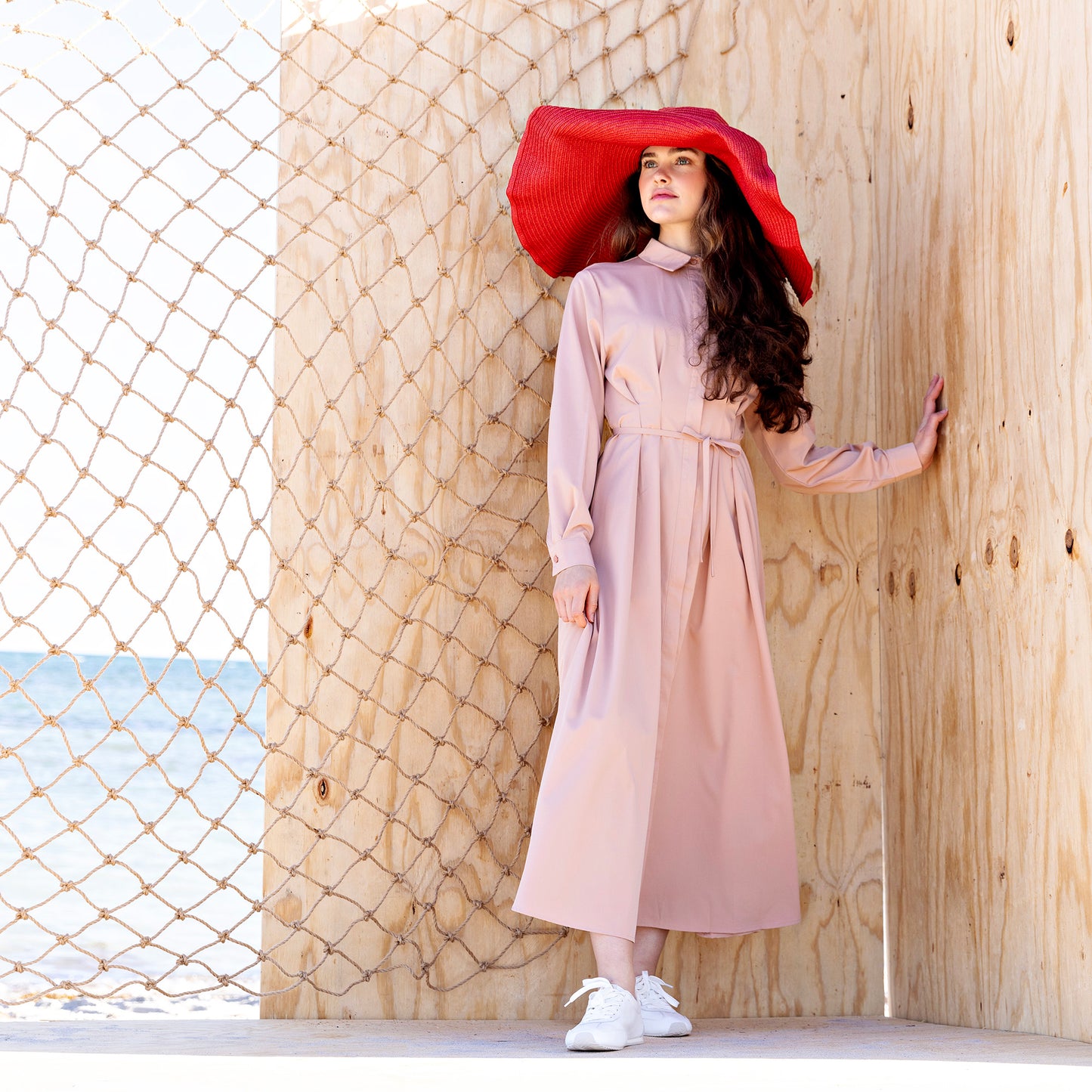 Tucked Shirt Dress IN: Peach