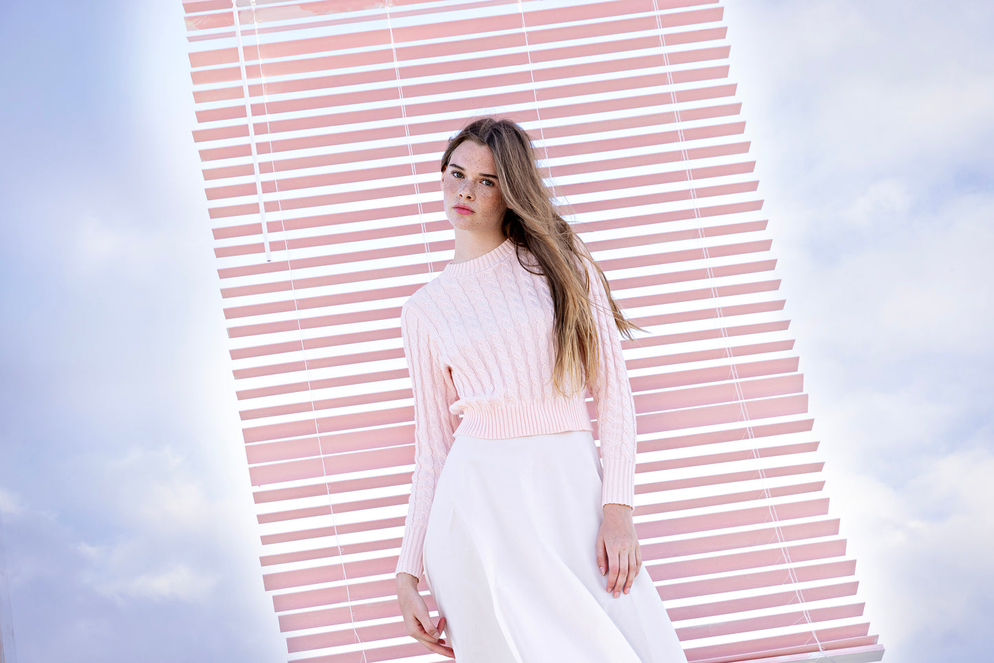 Cable Knit Sweater IN: Pale Pink