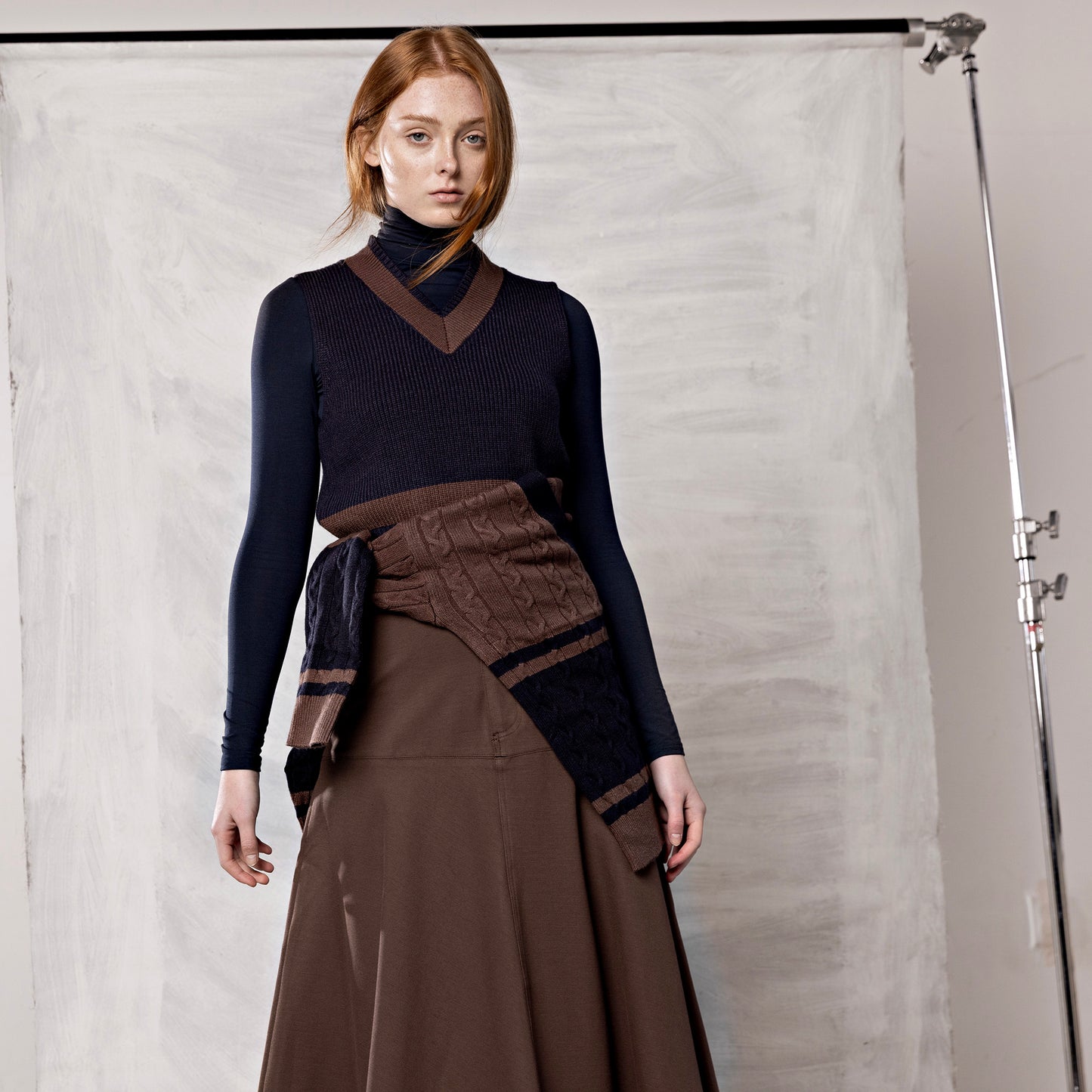 Varsity Vest IN: Marine/Brown