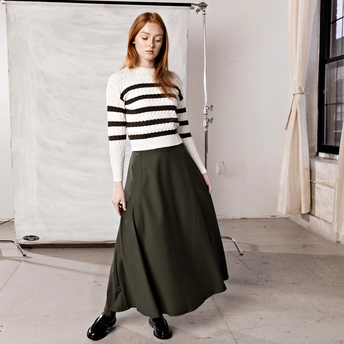 Cable Stripe Sweater IN: Olive