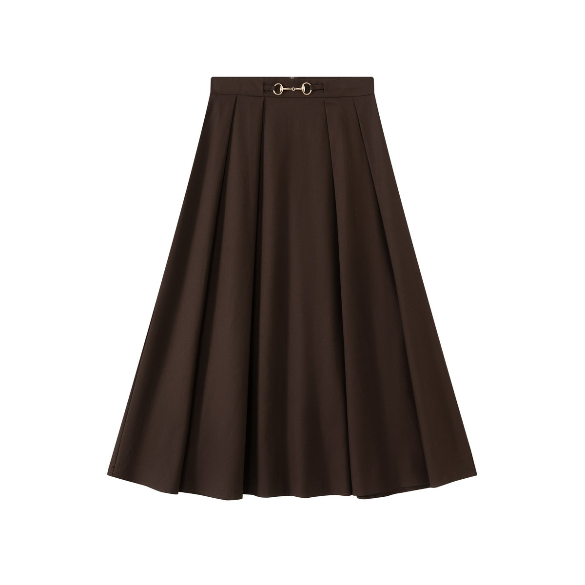 Buckle Pleated Skirt IN:Brown