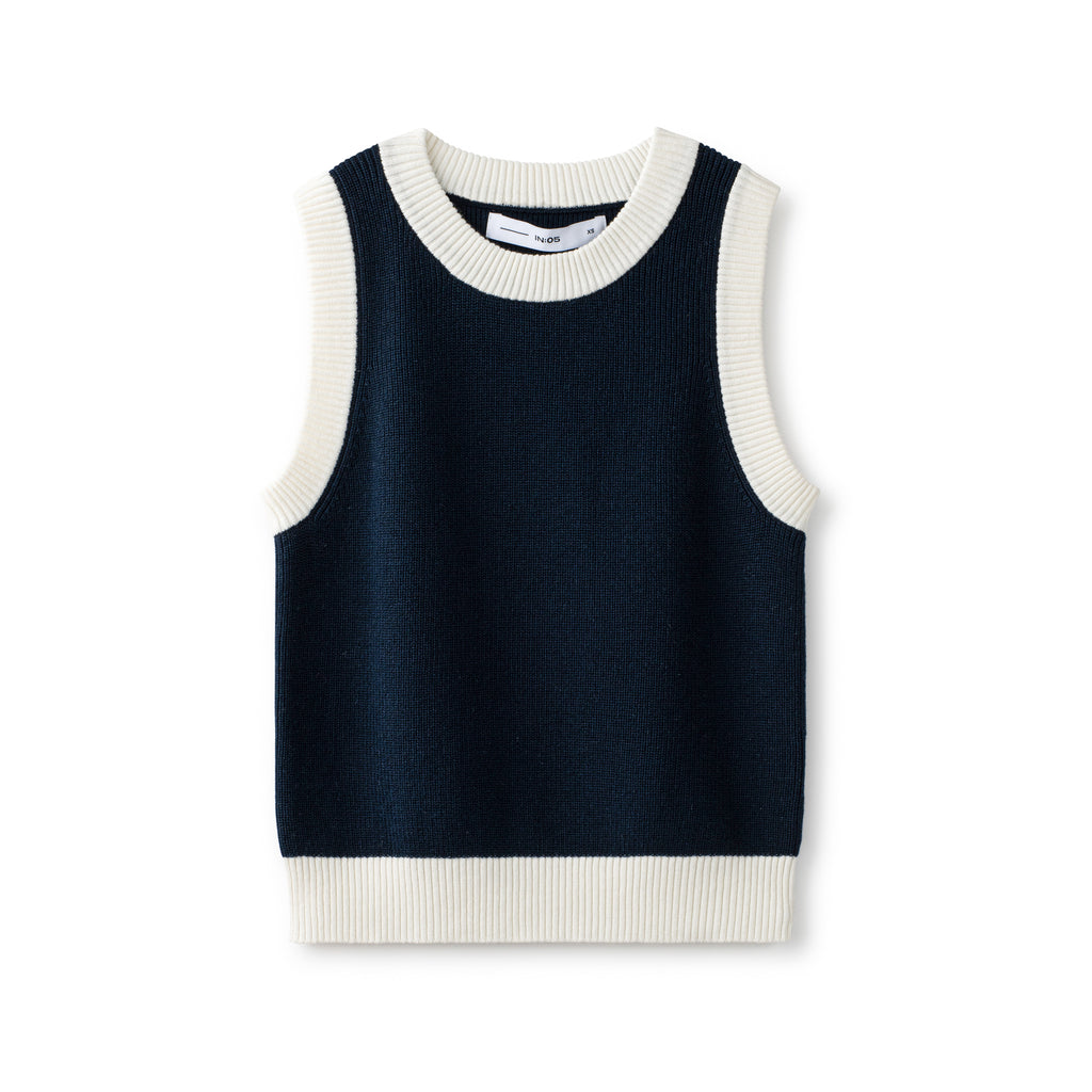 Color-Block V-Collar Knitted Vest main image 1