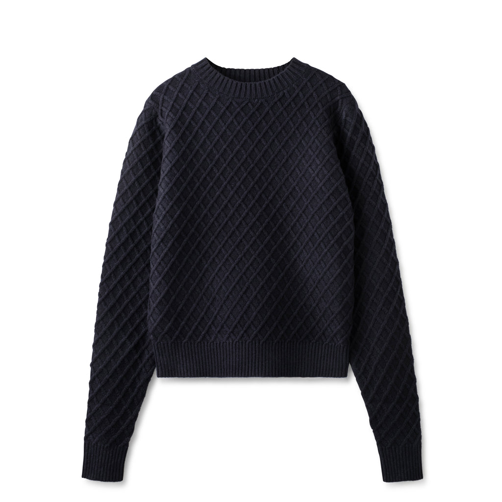 3D Diamond Long Sleeve Cropped Knit Sweater