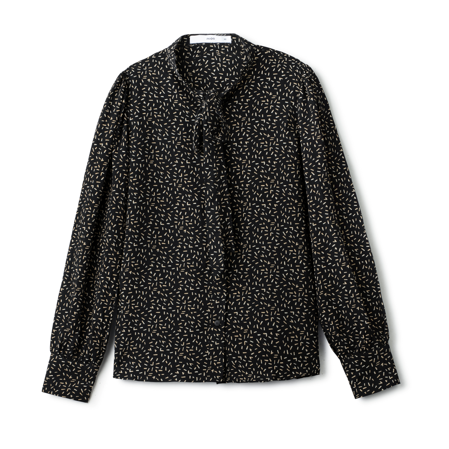 Tie Silk Blouse IN: Black Print