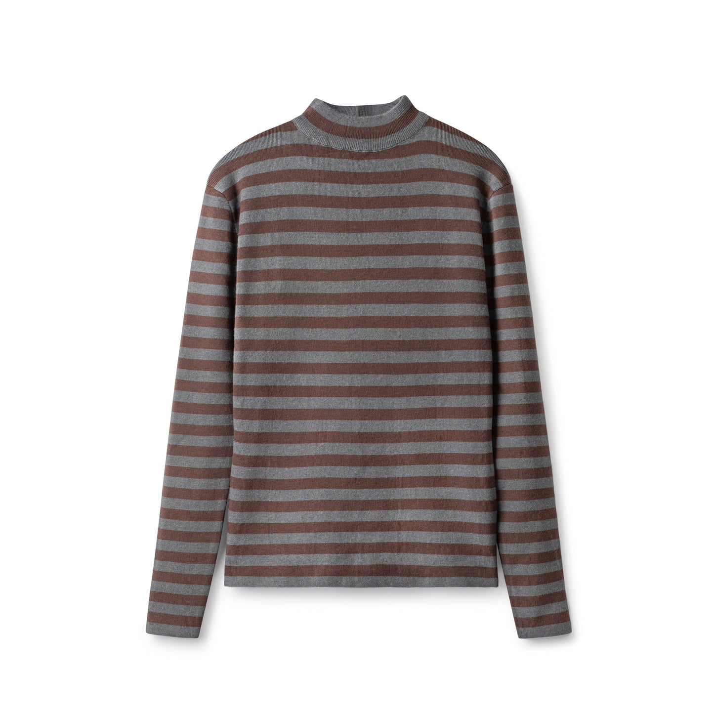Striped Knit Turtleneck IN: Brown Heather
