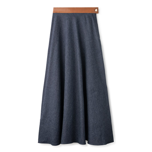 Signature Circle Skirt with Waistband In: Blue Denim