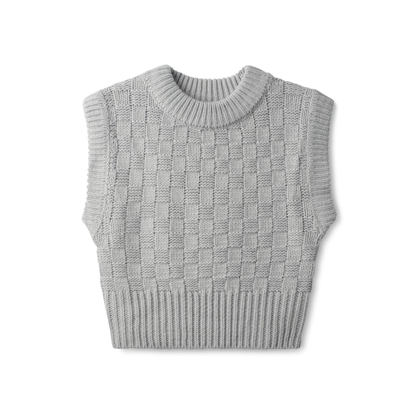 Vest Checkered Knit In: Light Grey