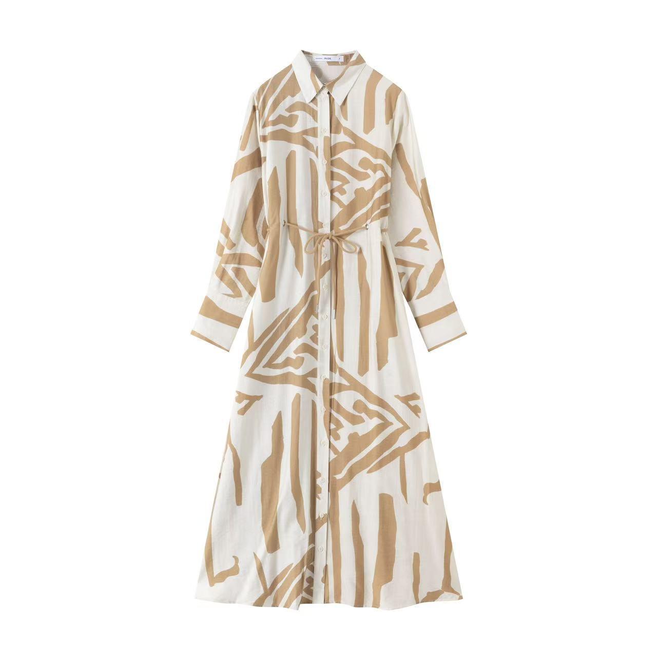 Abstract Dress IN:Beige White