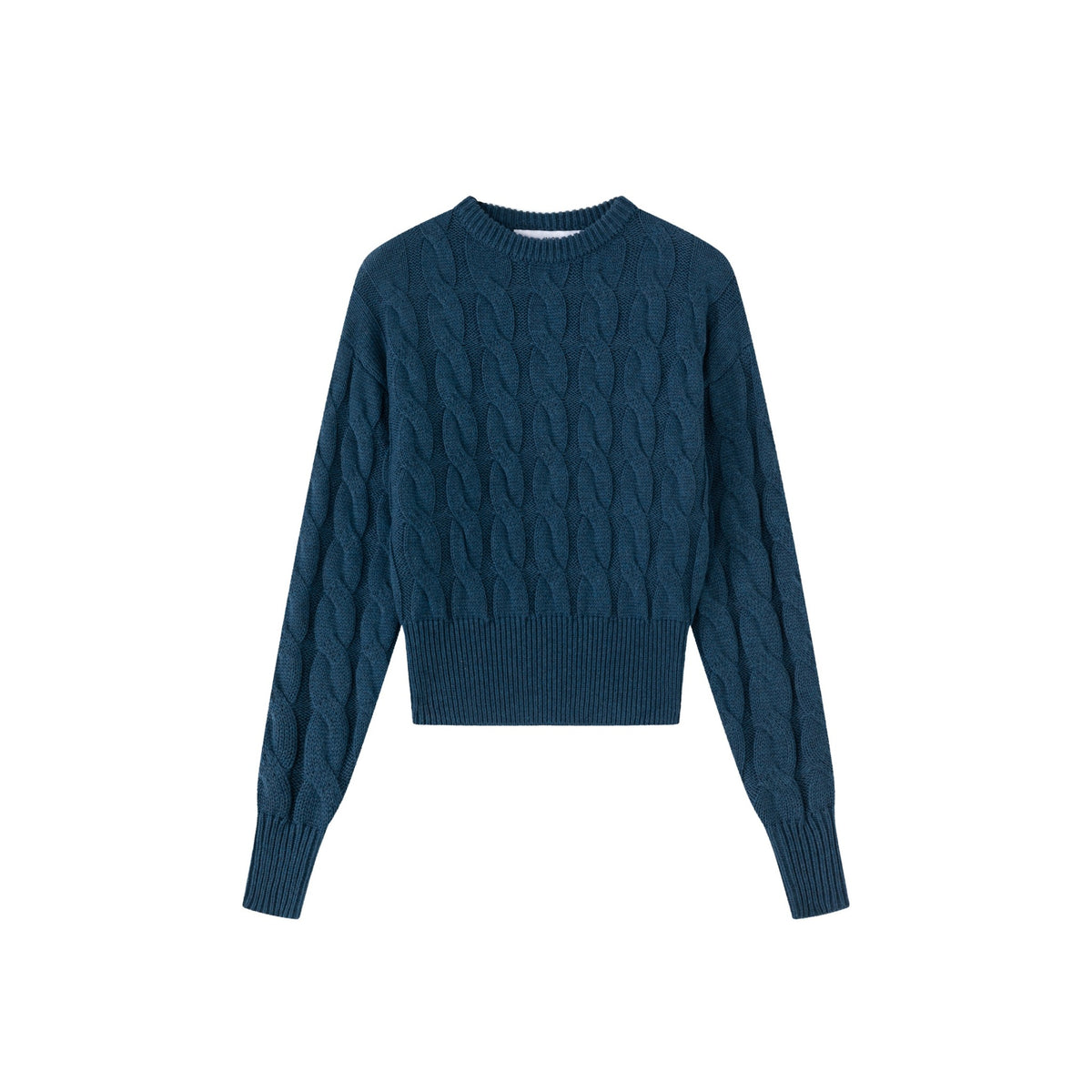 Cable Knit Crop Sweater IN:Peacock