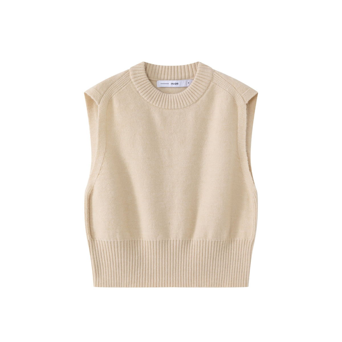 Basic Knit Vest IN:Cream