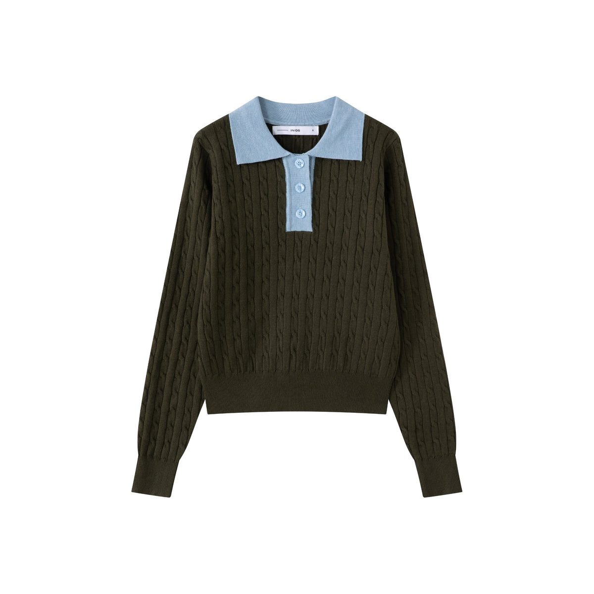 Contrast Collar Polo IN:Olive Light Blue