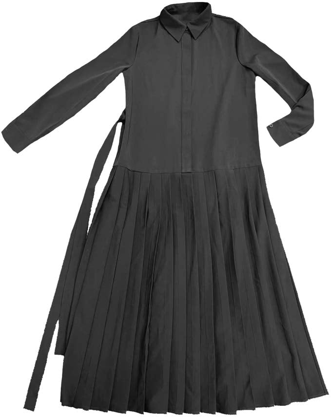 Bottom Pleated Dress- Black