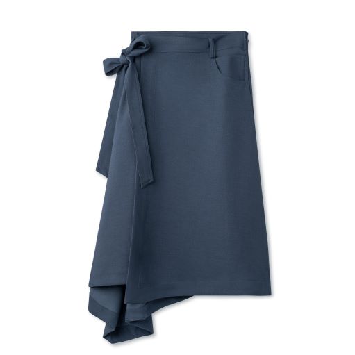 Asymmetric Utility Skirt Washed Blue