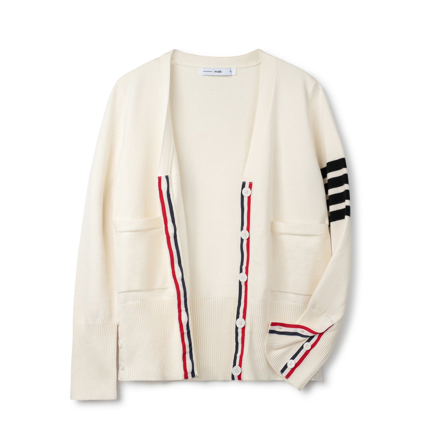 Varsity Striped Cardigan - Ivory/Black