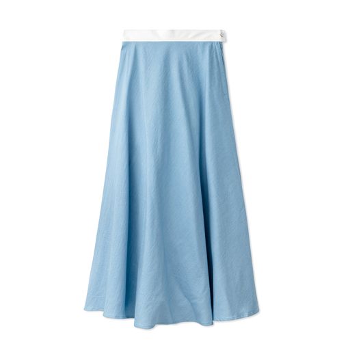 Signature Summer Circle Midi Skirt IN: Light Denim Leather Edition