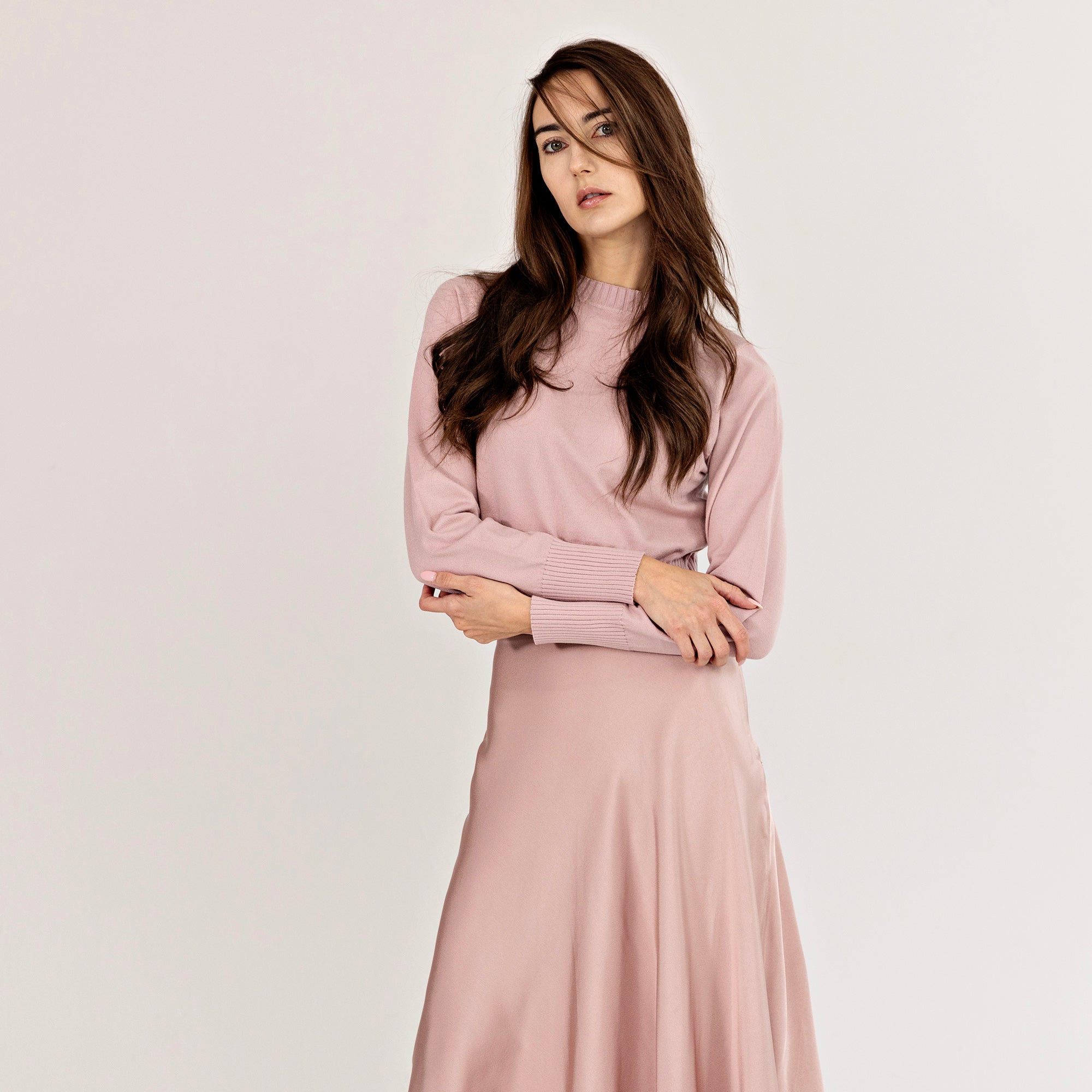 Signature Summer Silk Circle Midi Skirt IN Pink IN 05NY