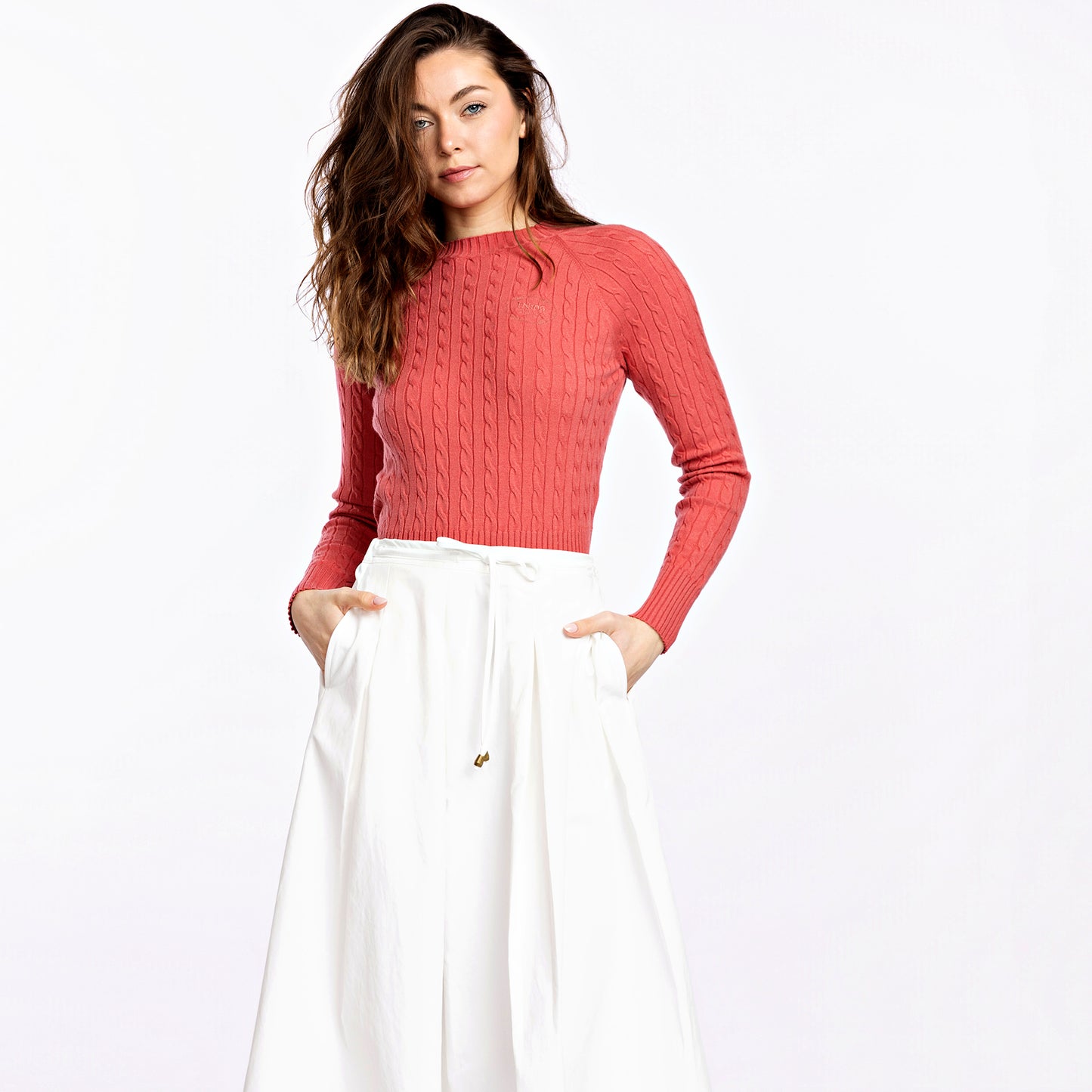 Signature Cable Sweater IN:Desert Coral
