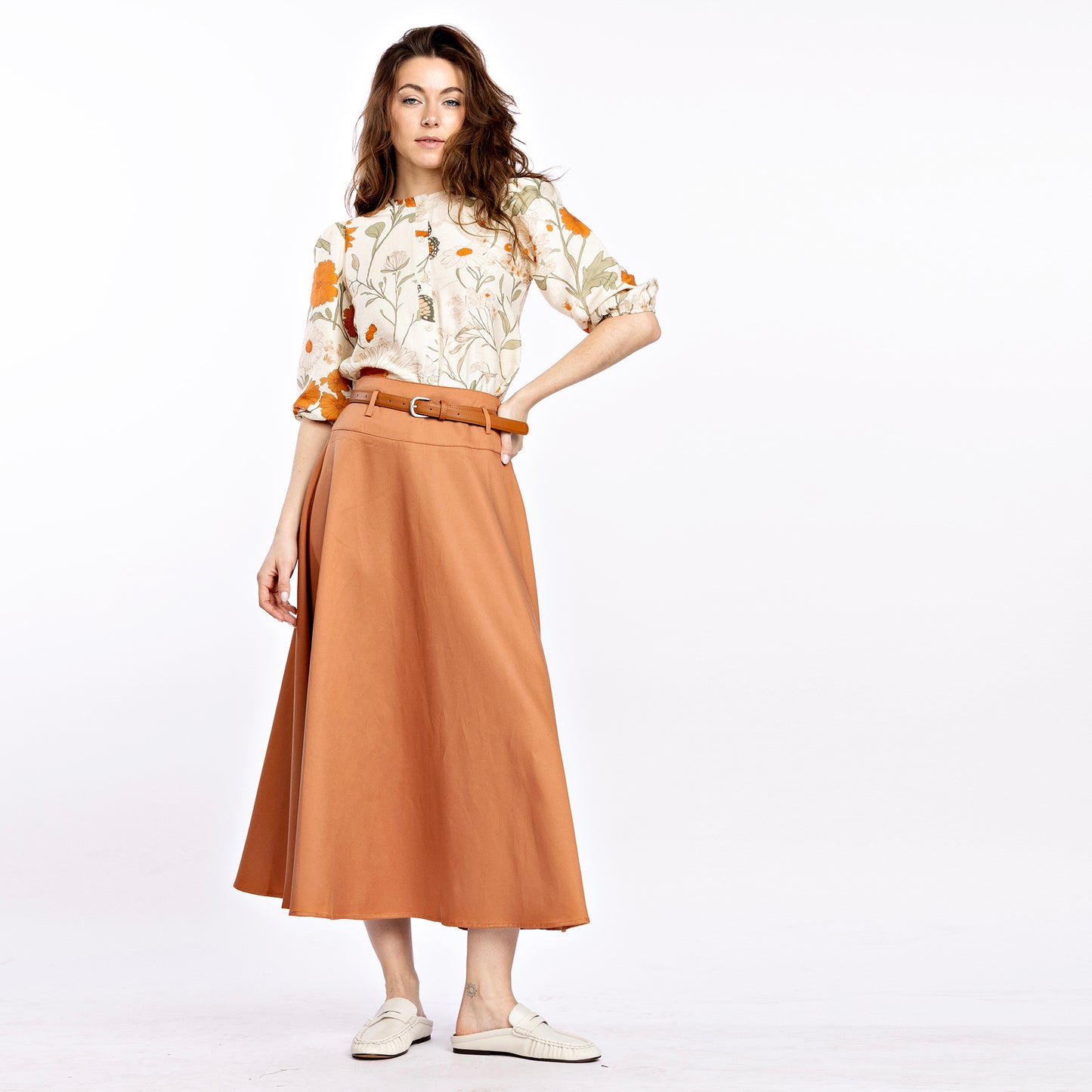 Belted Circle Skirt IN:Teracotta