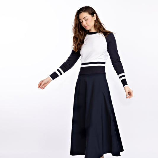 Varsity Crew Sweater IN:Navy White
