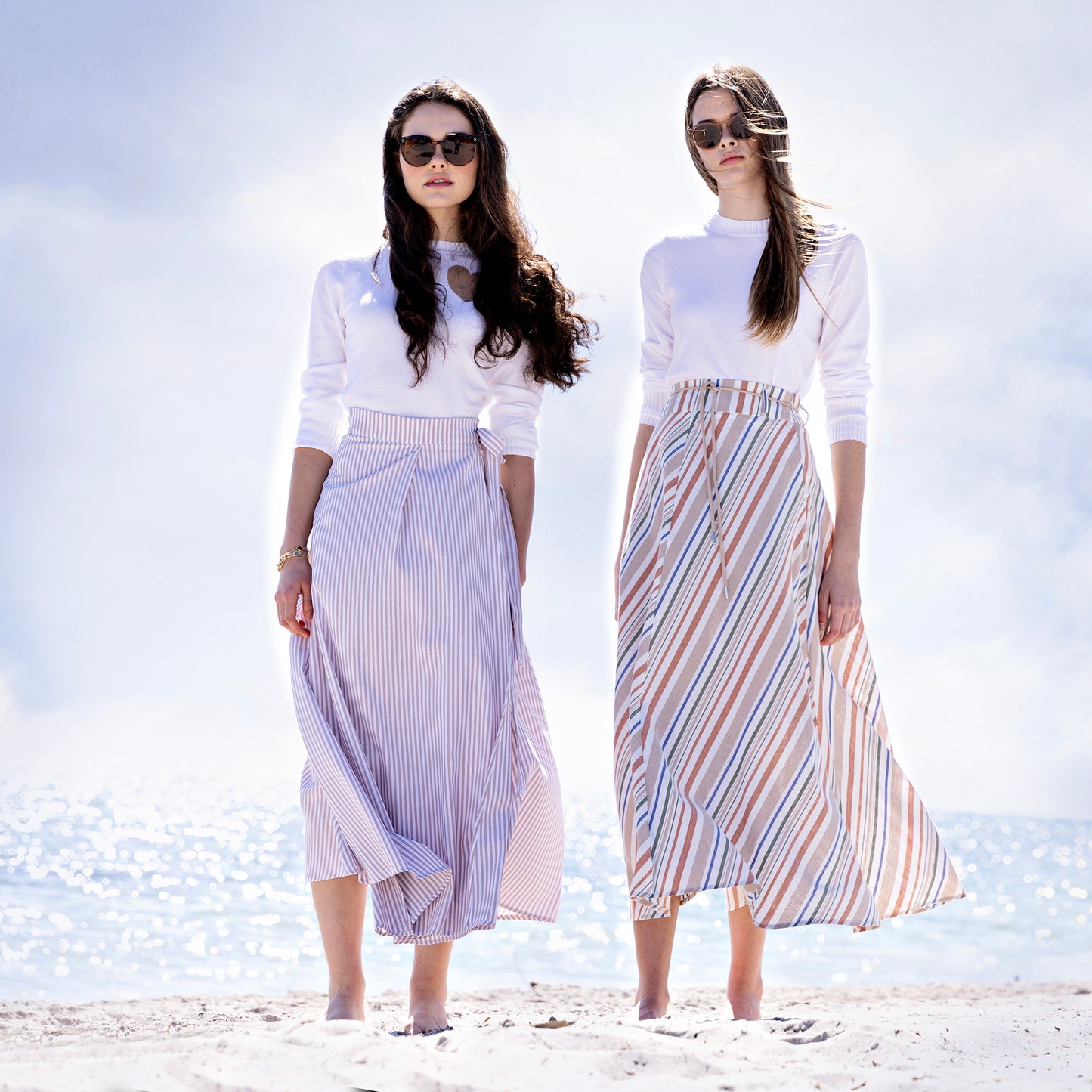 Wrap Tucked Skirt IN: Beige White