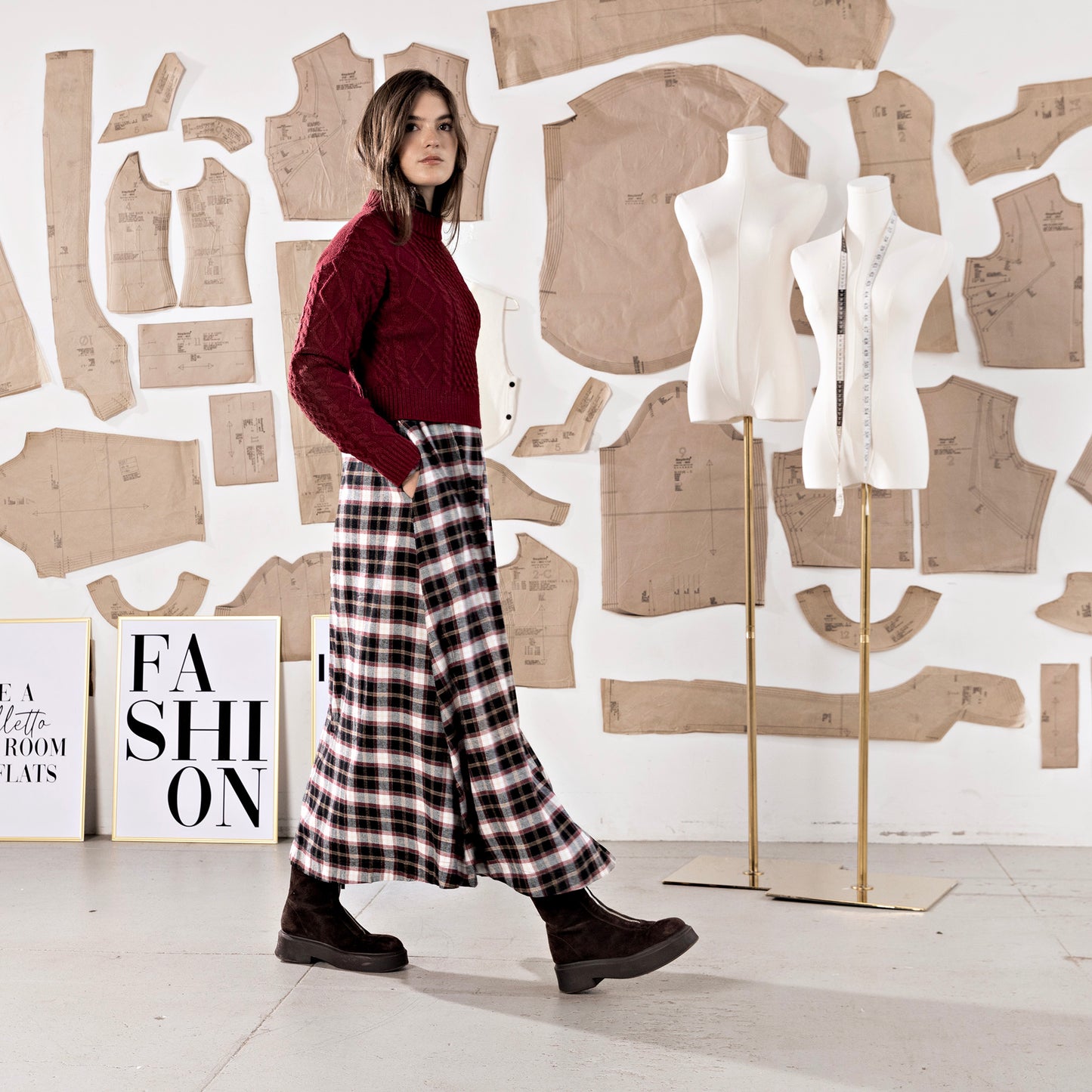 Maxi Dress IN: Black Plaid