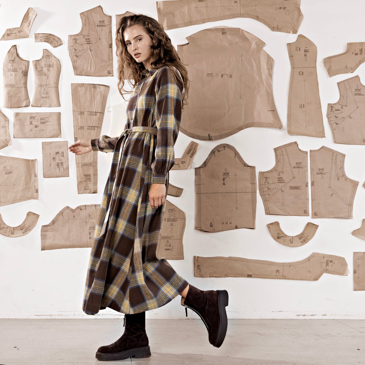 Maxi Dress IN: Brown Plaid