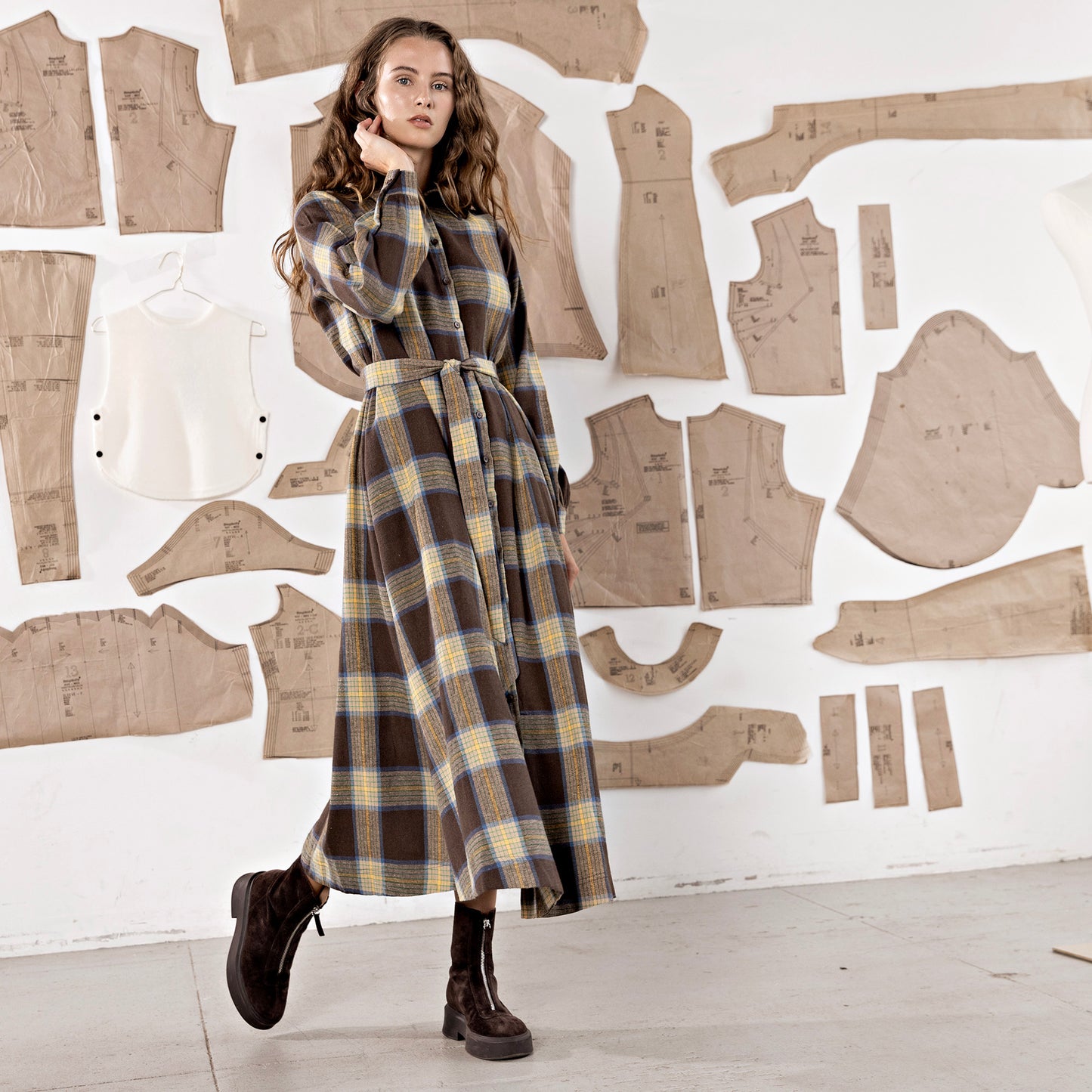 Maxi Dress IN: Brown Plaid