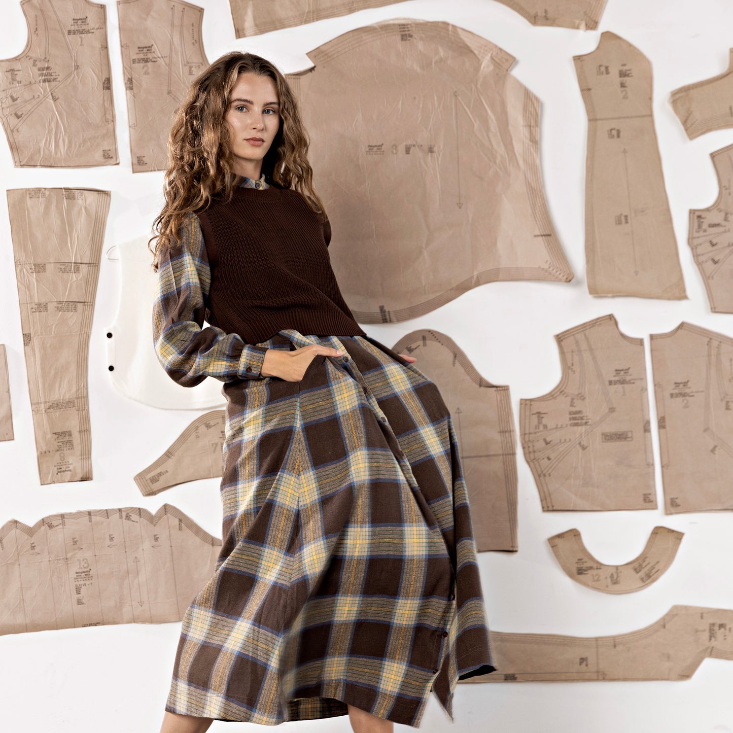 Maxi Dress IN: Brown Plaid