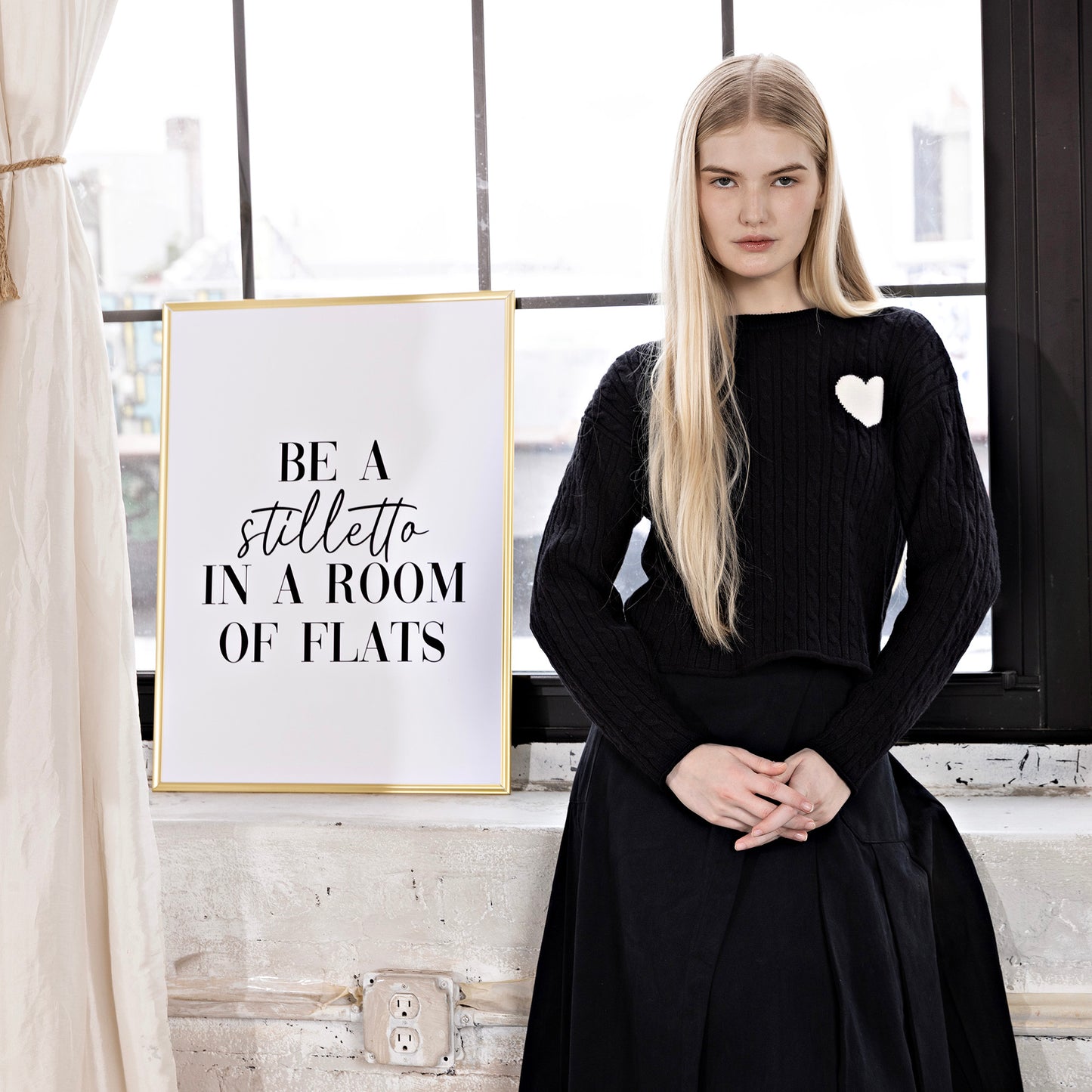 Cable Heart Sweater IN: Black