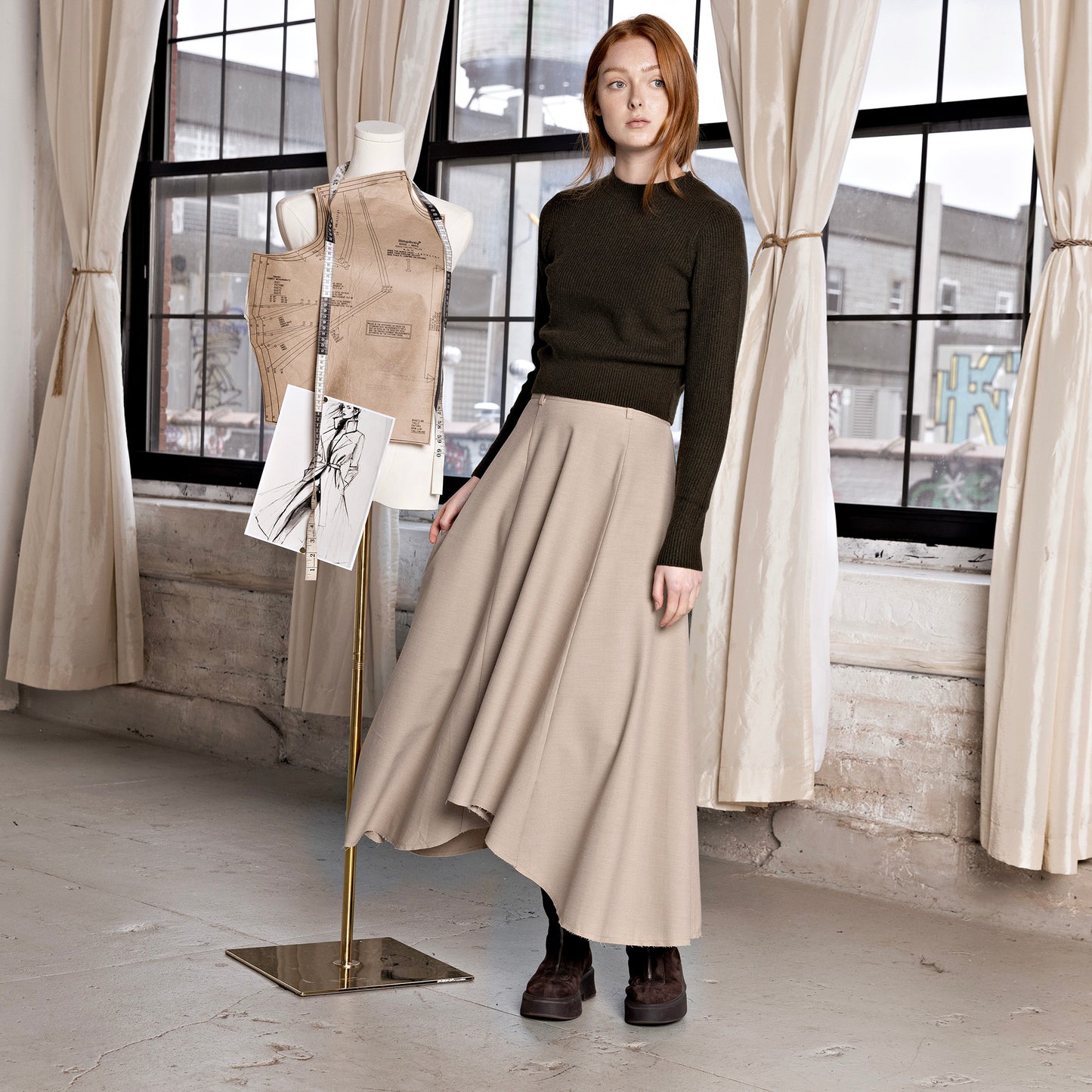 Asymmetric Skirt IN: Oatmeal
