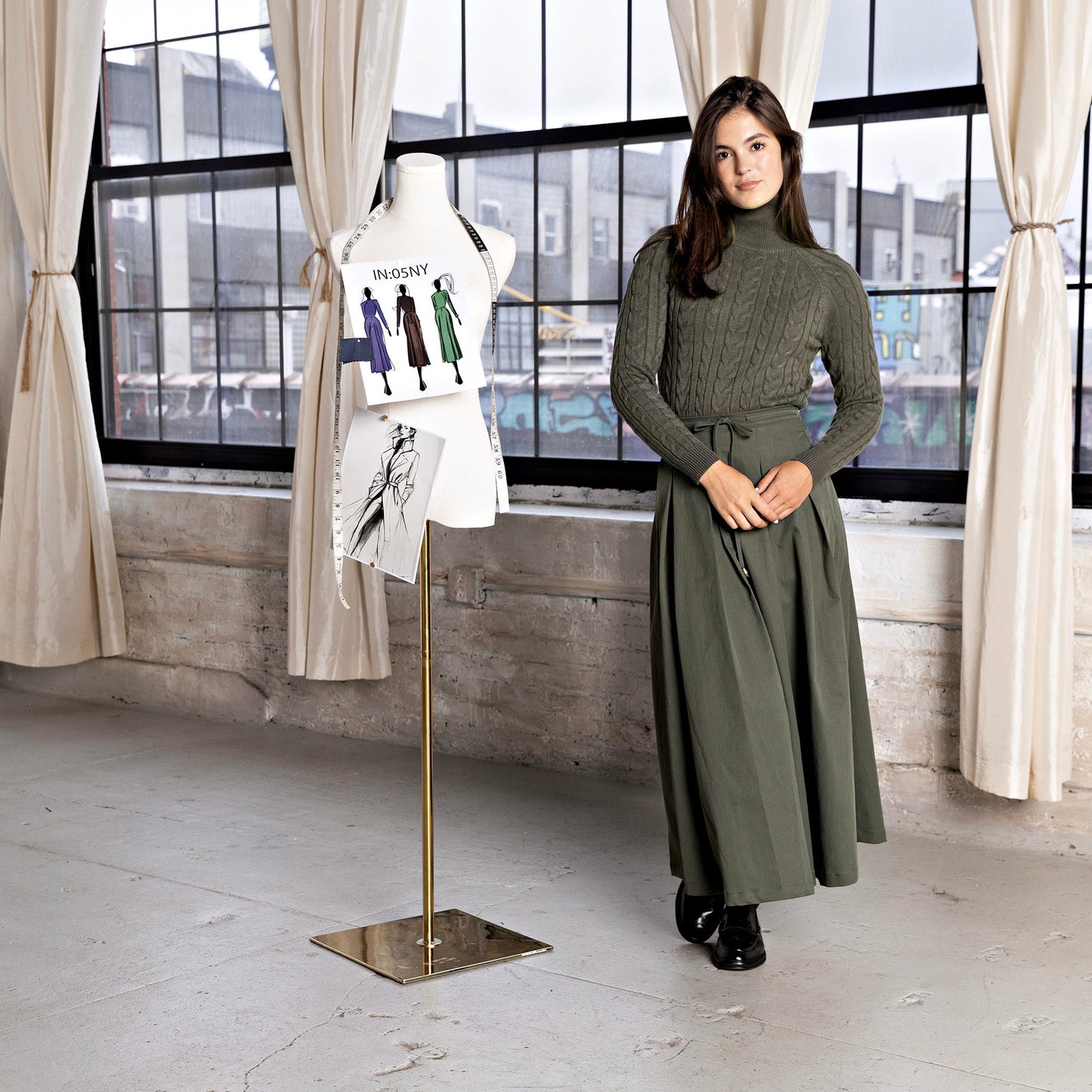 Gramercy Skirt IN: Sage Techno