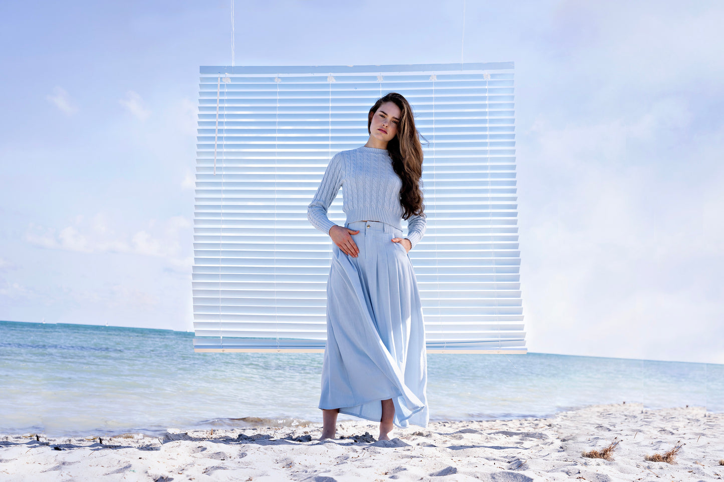 Soft Linen Skirt IN: Light Blue