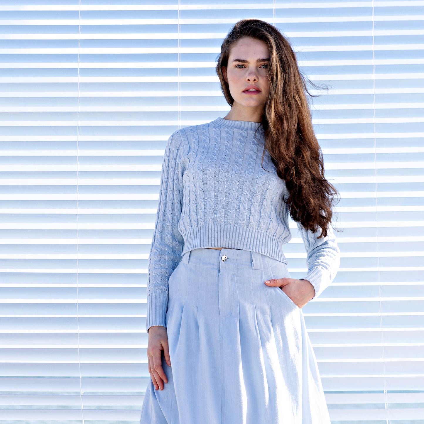 Cable Knit Sweater IN: Light Blue