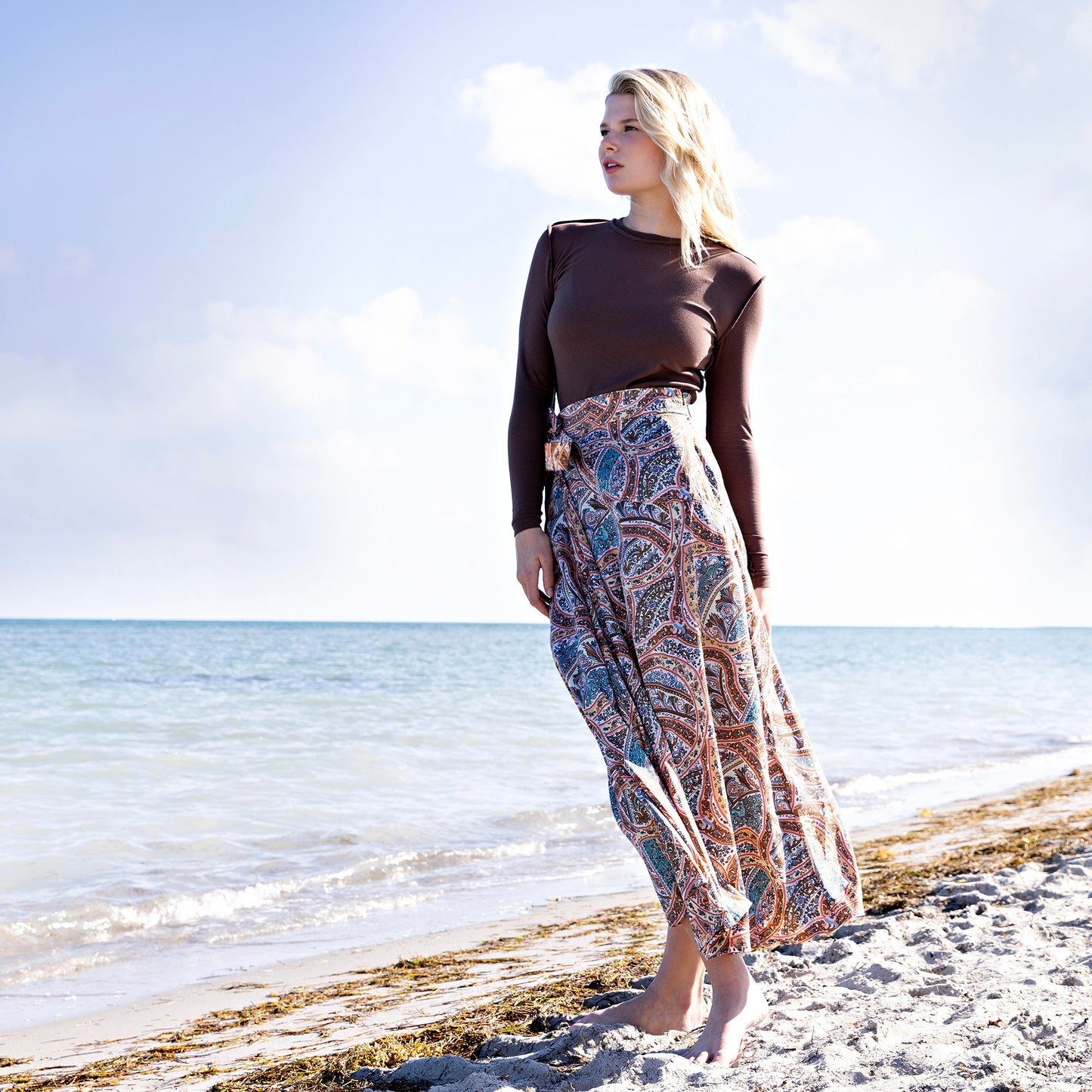 Faux Wrap Skirt IN: Paisley