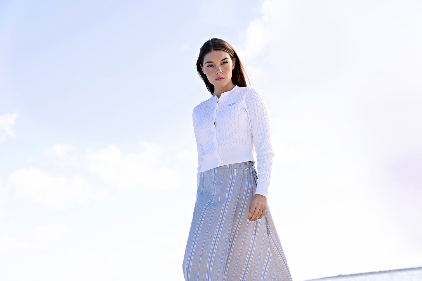 Sport Cable Knit Cardigan IN: White