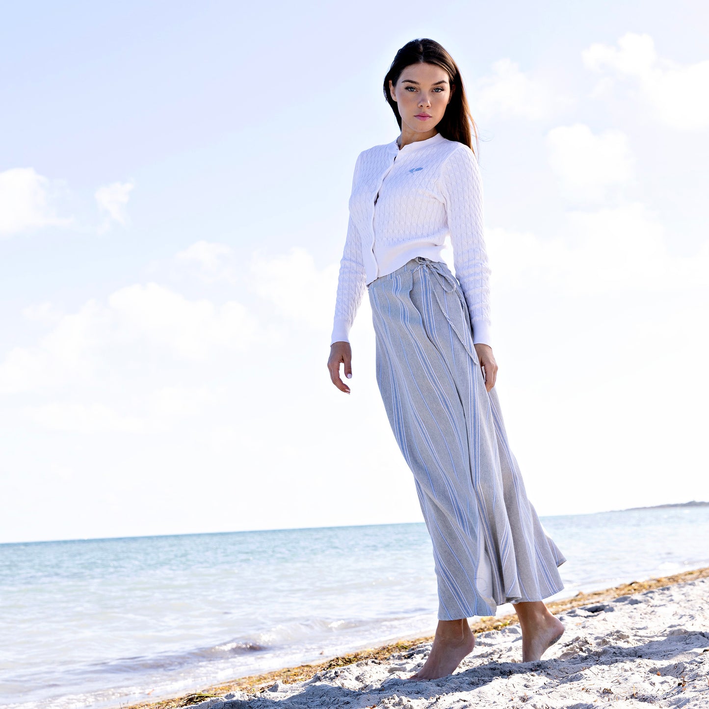 Wrap Skirt IN: Grey Striped
