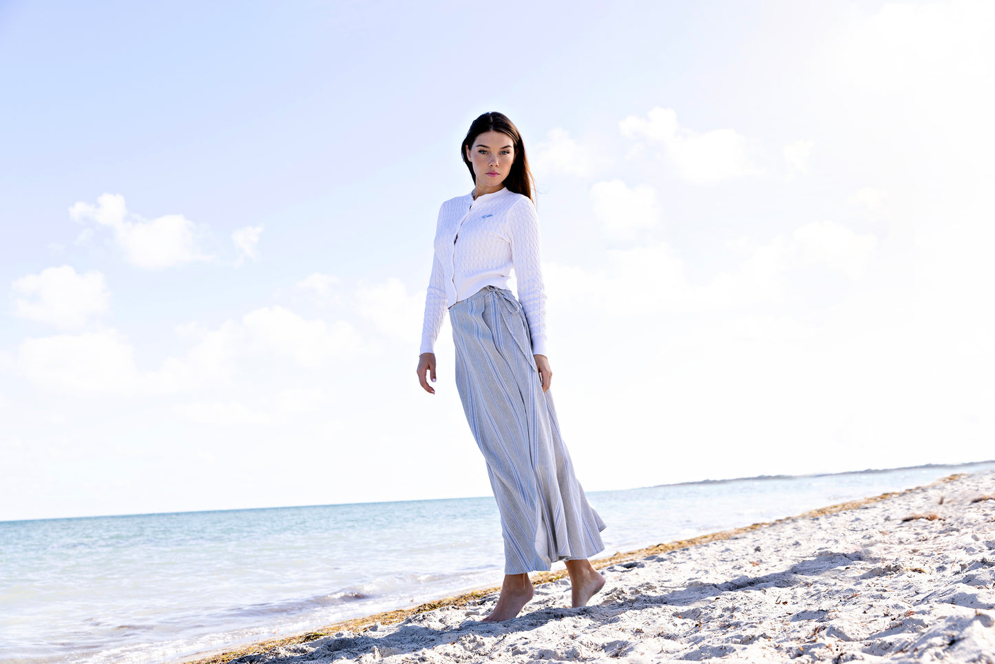 Sport Cable Knit Cardigan IN: White