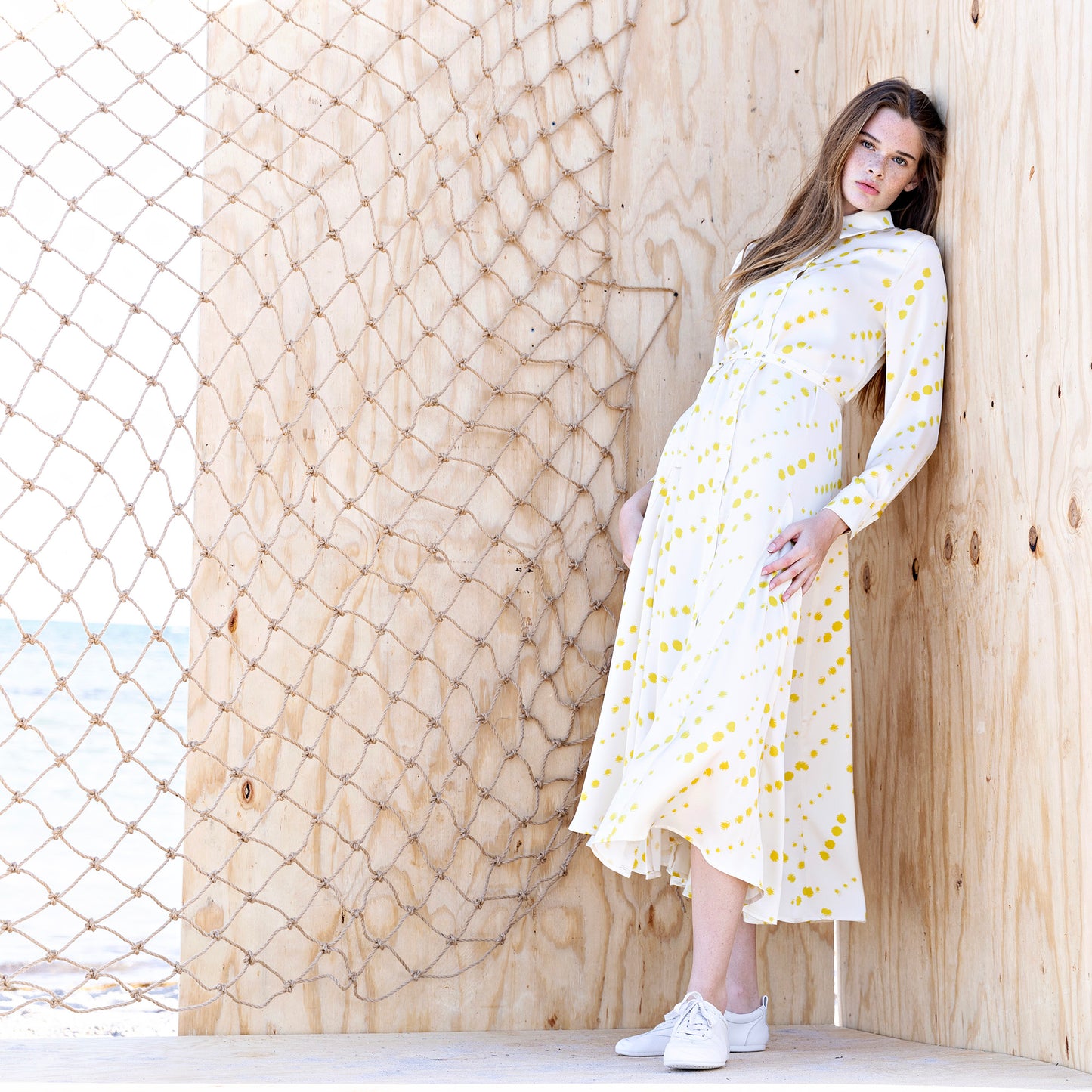 Polka Dot Dress IN: Beige